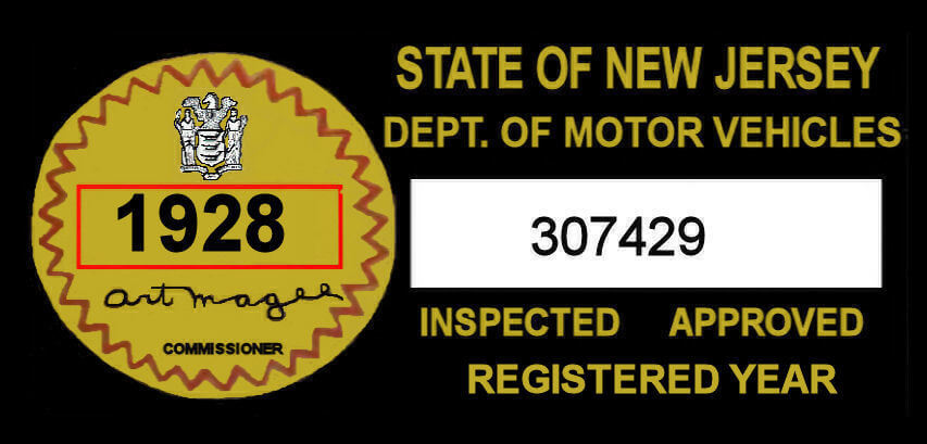 (image for) 1928 New Jersey Safety Check Inspection Sticker